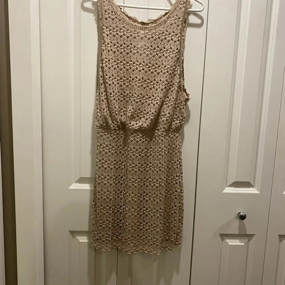 Free People - Boho Crochet Sleeveless Dress - tan taupe colour - small - Picture 2 of 2